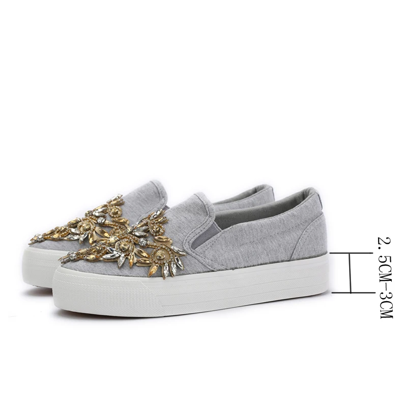 2017 Новая Мода Холст Женщины Повседневная Обувь Люксовый Бренд Горный Хрусталь