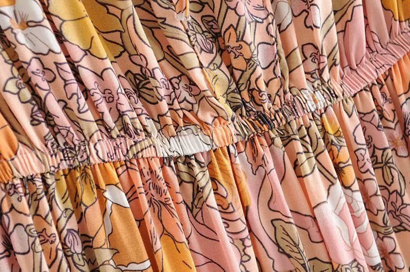 Женское богемное платье с v-образным вырезом и цветочным принтом летние брюки