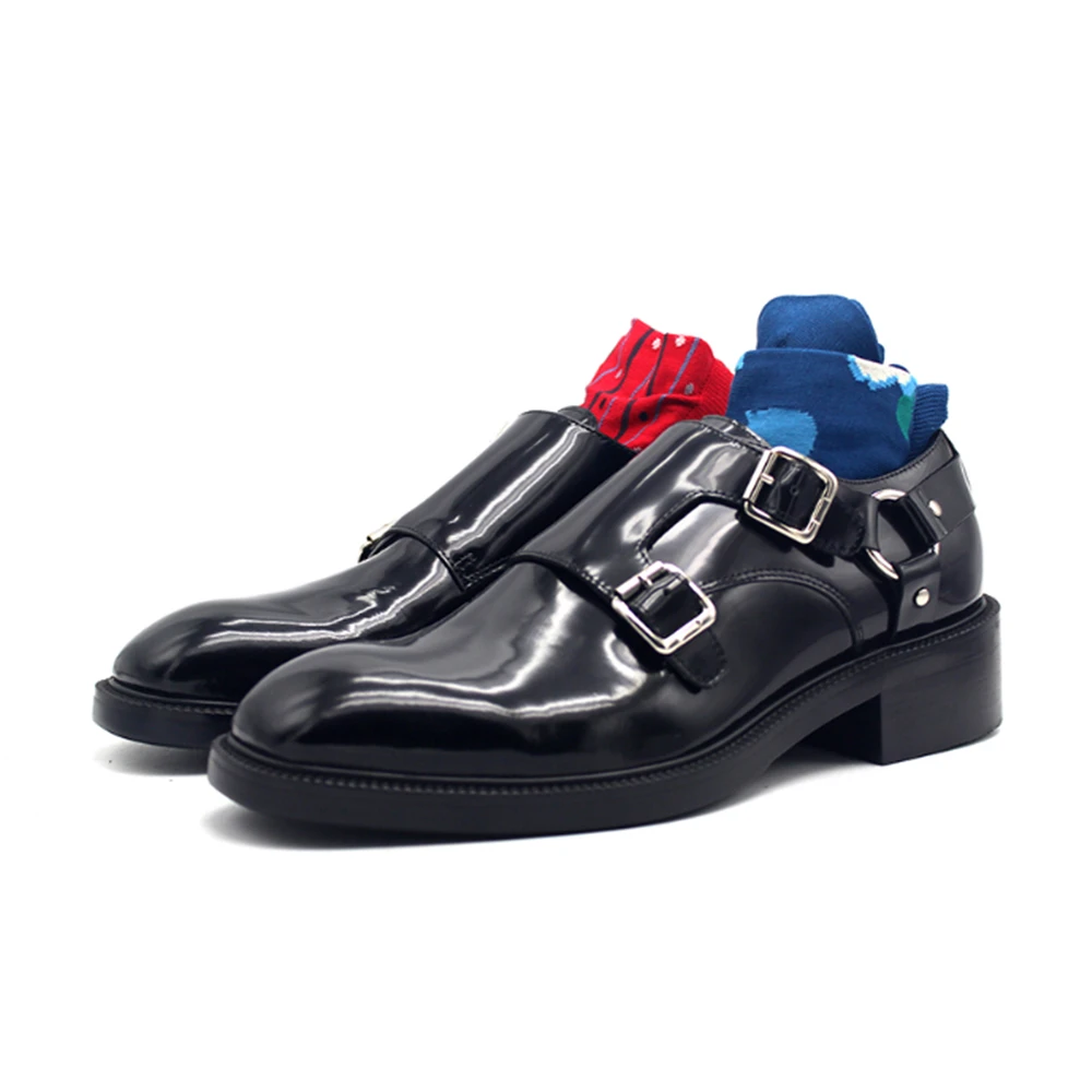 Мужская обувь с металлическим кольцом Mengke черная кожаная классическая на