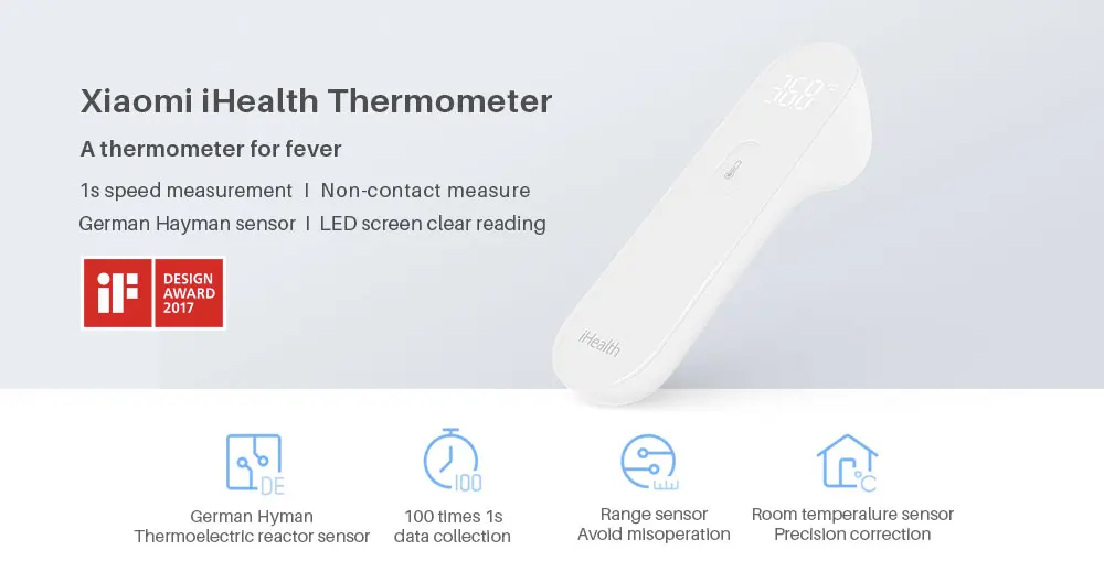 Xiaomi Mijia iHealth инфракрасный бесконтактный светодиодный цифровой термометр для тела умный дом для детей и взрослых