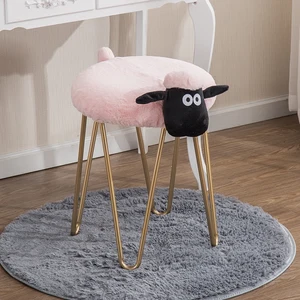 Creative wrought iron makeup stool lamb wash stool Nordic designer furniture vanity stool nail shop stool