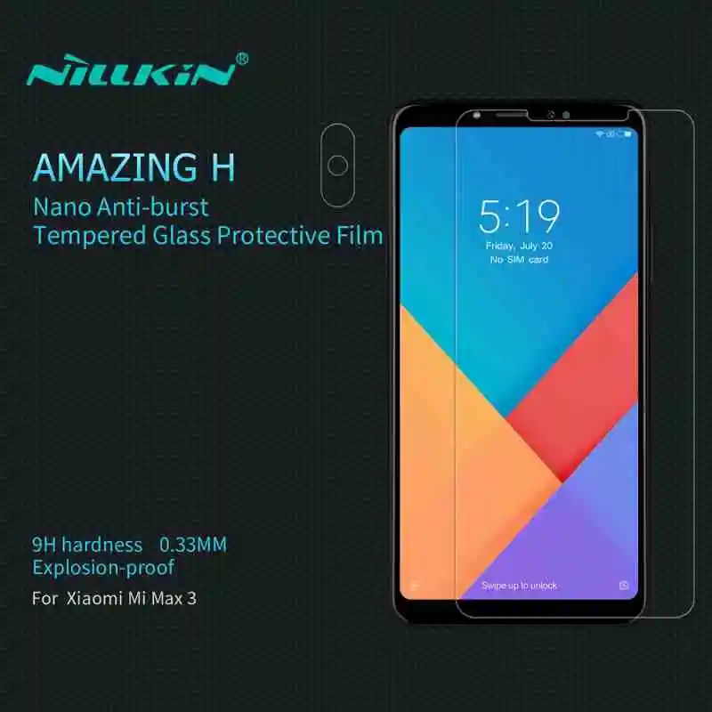 Nillkin для Xiaomi Mi Max 3 Защита экрана из закаленного стекла Max3 ЖК защитная пленка +