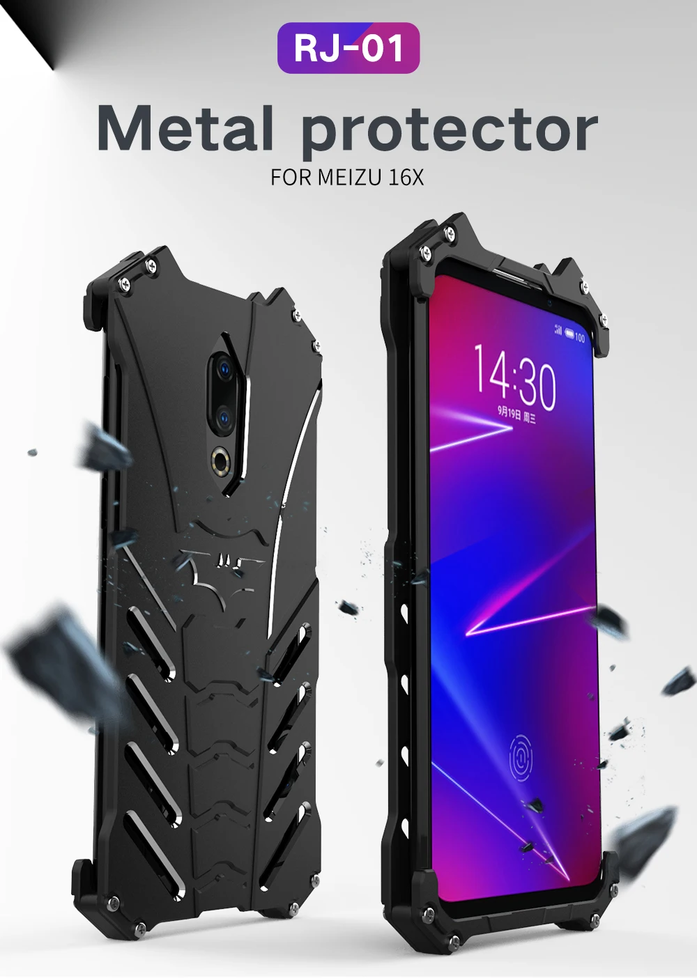 Противоударный металлический чехол для Meizu 16th Plus 16 X Жесткий Чехол теплоотвод алюминиевый сплав корпус спортивный супергерой+ ремни+ подставка