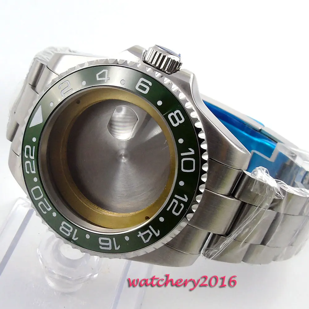 

43mm sapphire glass green ceramic bezel Watch Case fit ETA 2836 8215 Movement