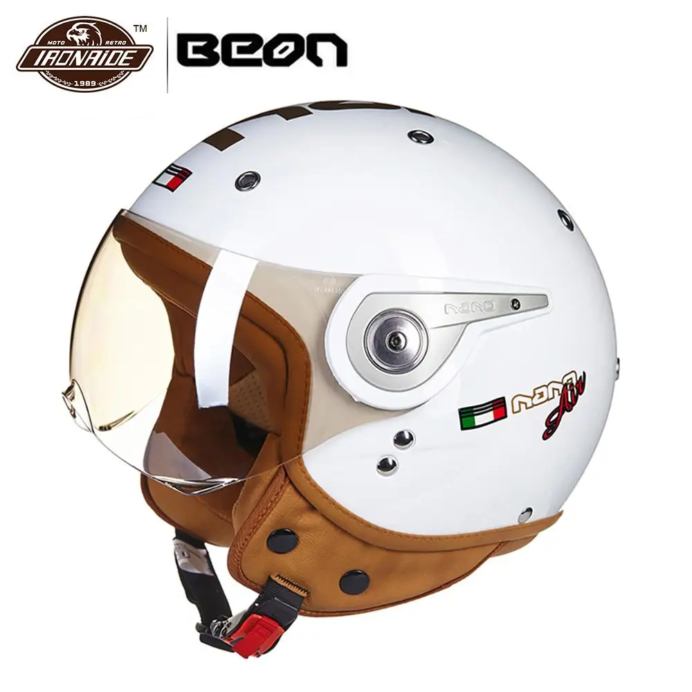 BEON Ретро стиль мотоциклетный шлем для мужчин скутера 3/4 с открытым лицом casco capacetes