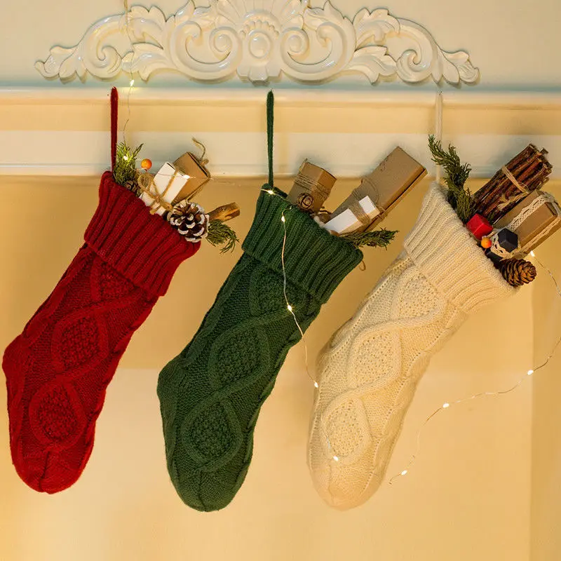 В наличии украшения для дерева рождественские праздничные вязаные чулки Висячие