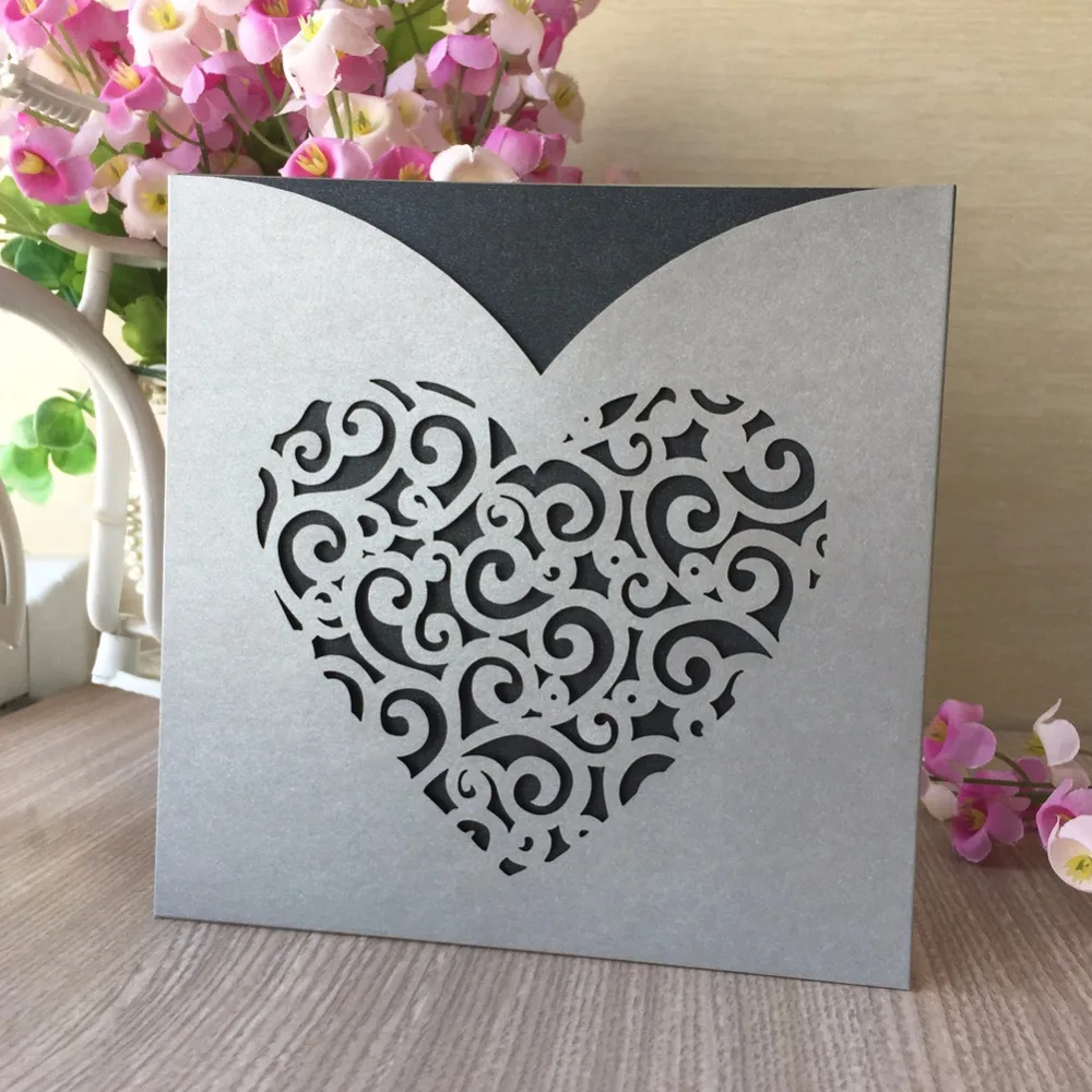 100 шт. карманные поздравительные открытки с лазерной гравировкой в виде