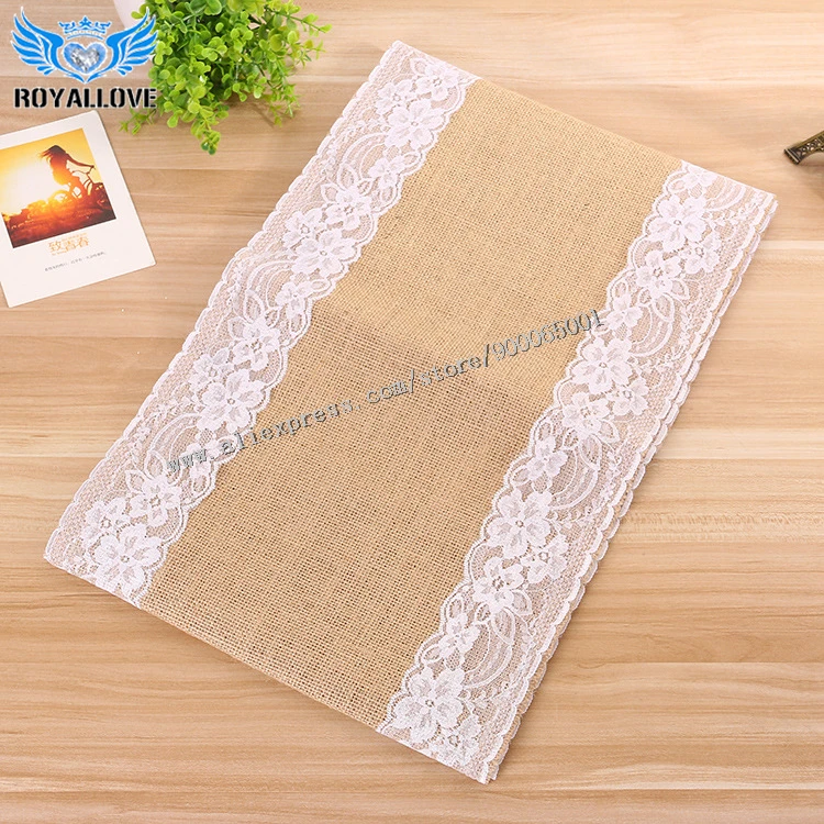 30cmW *275 cm L width Burlap Lace Table Runner Rustic Vintage Country Garden Wedding Reception Farmhouse Decoration | Дом и сад