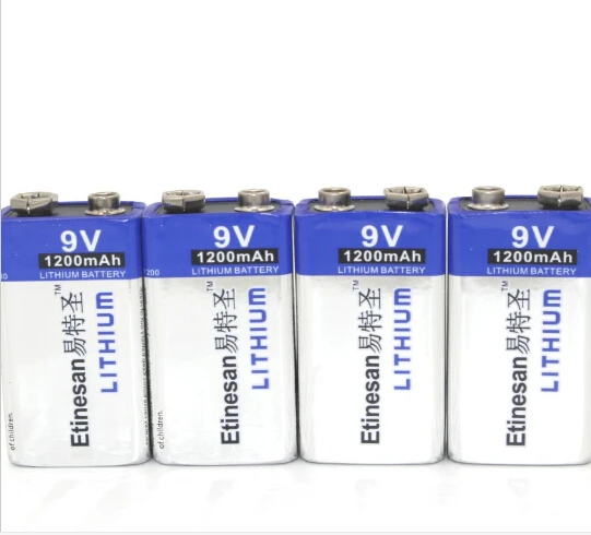 

Powerful 4pcs/lot 1200mAh Etinesan 9v Li Batteries 9V Li-ion Lithium Battery Ultra Long Life USE for Smoke Alarms