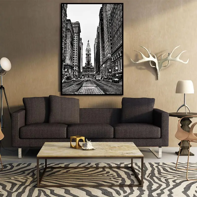 Настенные картины с абстрактным изображением здания церкви в скандинавском