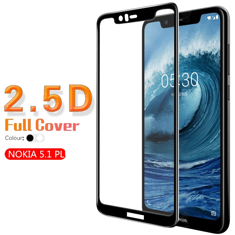 2.5D полное покрытие против царапин Закаленное стекло для NOKIA 5 1 PLUS прозрачное