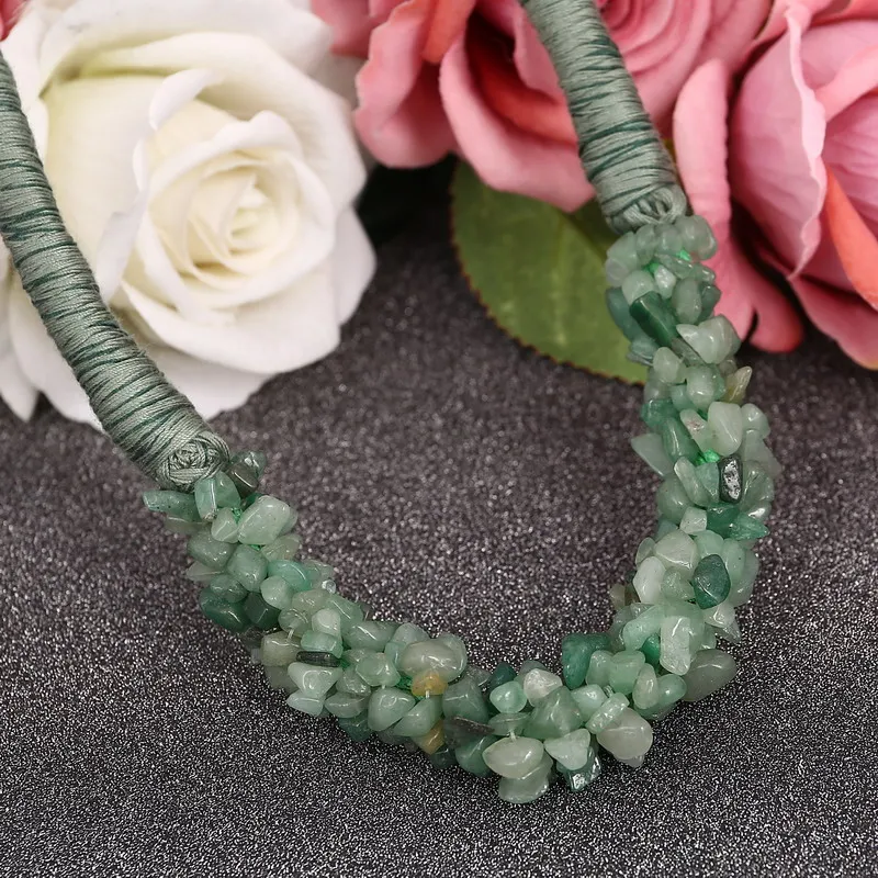 Женское Винтажное колье MINHIN зеленое ожерелье-чокер с натуральным камнем