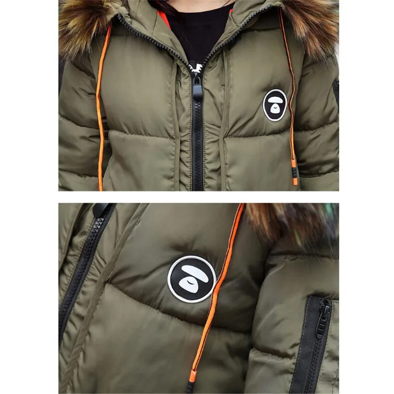 2017 Winter Jacket Women Cotton Coat Fur Collar Hood Parka Female Long Jackets Thick Warm Outerwear chaqueta mujer size M - XXL | Женская