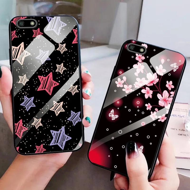 Красивая сумка для телефона с цветами Huawei Y5 2018 чехол Y5Prime мягкий край закаленное