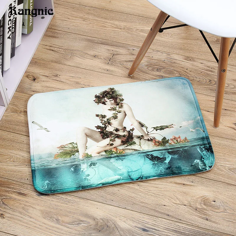 40x60 см Русалка морской двери Коврики коралловый флис этаж Ковры Нескользящие