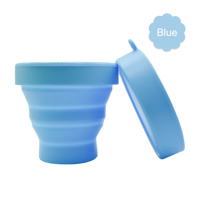 1pcs-Blue Стерилизатор для менструального стакана Складная силиконовая чашка Гибкая чистая Дамская чашка для женской гигиены Кемпинг Складная стерилизованная чашка - Цвет: 1pcs-Blue