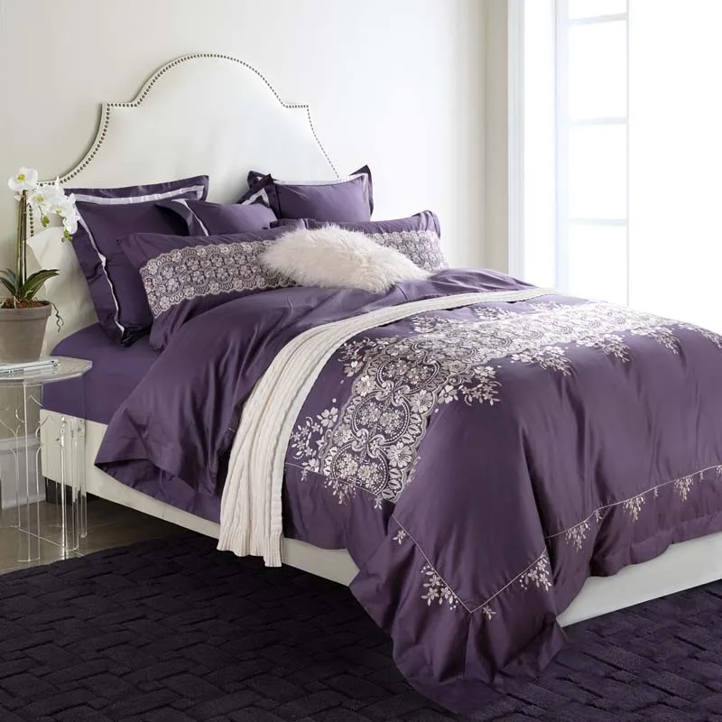 

100% Long-staple cotton duvet cover set Bed Sheet jacquard bedding set Pillowcase King Queen size 6pcs bed linenbed set