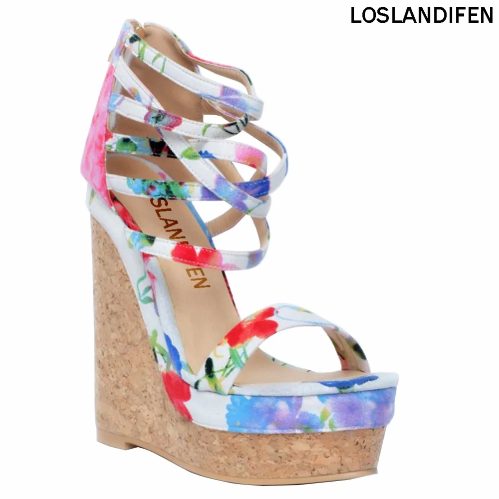 Женские Модные кожаные сандалии ручной работы на каблуке 15 см молнии с ремешком