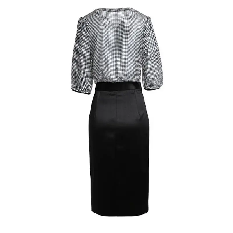 Модные элегантные платья с V-образным вырезом женская одежда для офиса