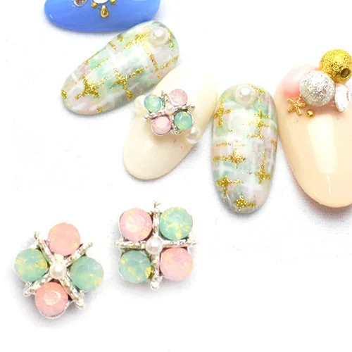Новое поступление 20 шт. 3D Подвески из сплава для дизайна ногтей с опалом розовые