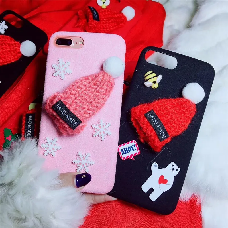 Рождество Кепки чехол для Apple IPhone 8 7 модная мягкая плюшевая В виде ракушки милые