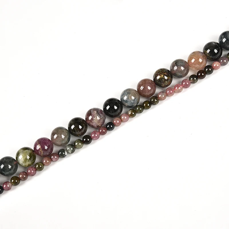 

Natural Colorful Tourmaline Round Loose Beads 3/4/5/6/7/8/9/10mm Stone Beads DIY Charm Jewelry Making accessories 15inch H254