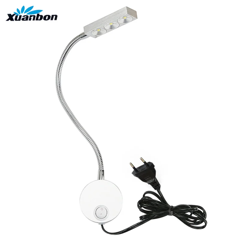 3 Вт светодиодные шланги настенная лампа с вилкой Гибкая домашняя прикроватная