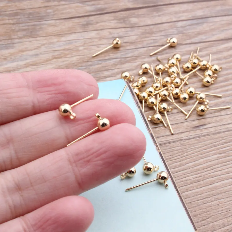 

New Style 100pcs/lot Alloy Gold Tone Cartoon Rounds Heads Decoration Metal Charms Fashion Stud Earrings Diy Jewelry Earring