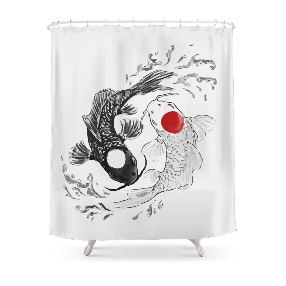 Koi Fish Инь-Ян занавеска для душа Водонепроницаемая Ванная занавеска для душа s Аксессуары для душа шторы украшение для дома