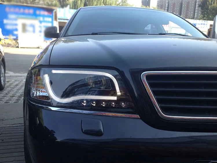 2 шт. светодиодный головной светильник s для Audi A6 1999-2004 автомобильный светодиодный светильник s двойной ксеноновый Объектив Автомобильные аксессуары дневные ходовые огни противотуманный светильник