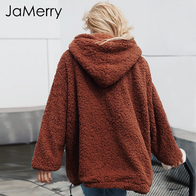 JaMerry искусственная овечья шерсть Толстая Женская куртка пальто плюс размер