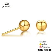 xxx 18k pure gold women men stud earrings yellow white rose female male genuine jewelry classic simple ball unisex hot sale