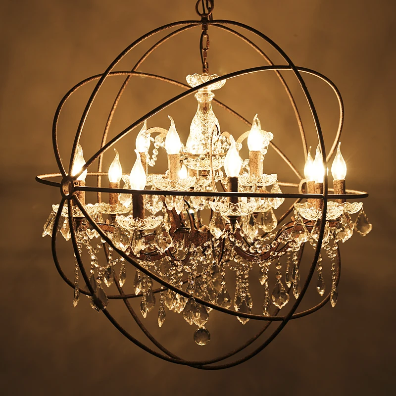 Goede Maria Theresa Kristallen Kroonluchter Voor Koffie Winkel Bar Rustieke Kroonluchter Retro Zwarte Kleur Vogels Kooi Kroonluchter Verlichtingsarmaturen