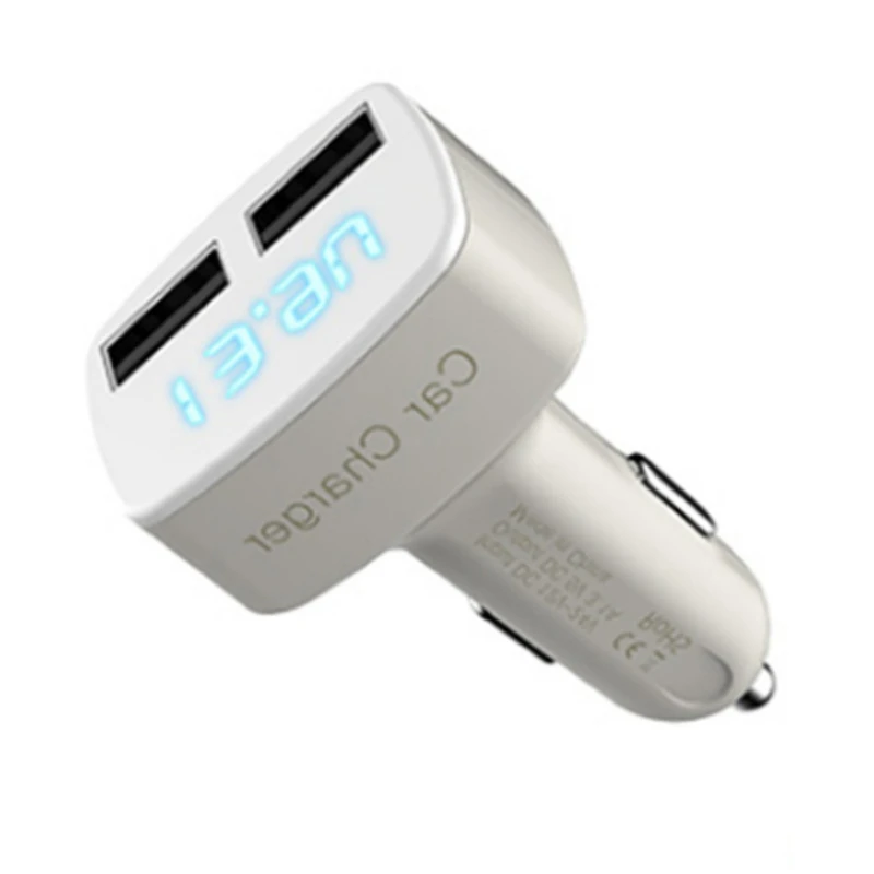 Автомобильное зарядное устройство 4 в 1 со светодиодным дисплеем и двумя USB