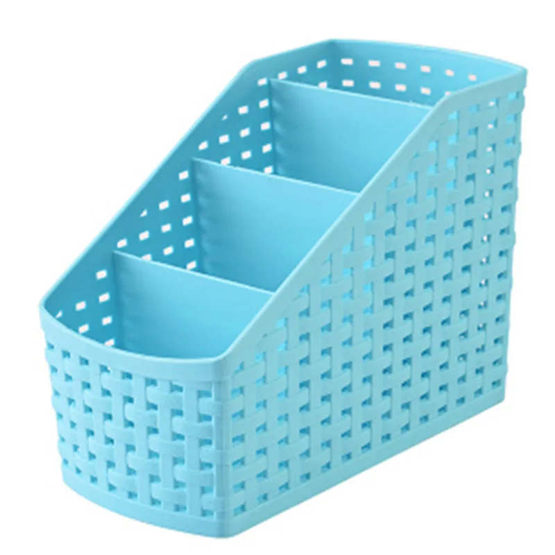 Imitation rattan multi-compartment storage box cosmetics desktop remote control debris classification 4-Lattice Gr | Дом и сад
