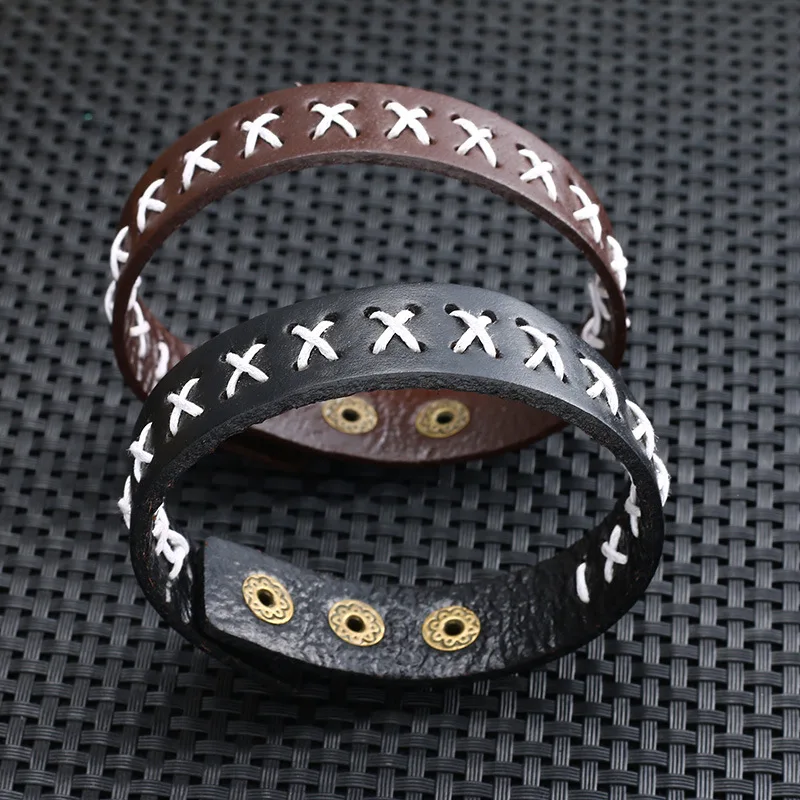 Genuine Leather Bracelet Men Jewelry Punk Gift For Him Fashion X Shape Chic Cuff Bracelets Women Friendship Gifts | Украшения и