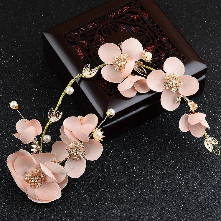 Женская длинная тиара с розовым цветком аксессуары для волос|bride hair accessories|tiara