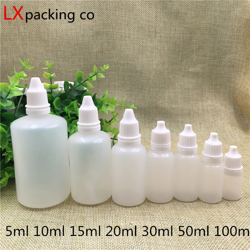 Botellas Vacías de plástico PE para perfume, envase pequeño con gotero, 100 unidades, 5ML, 10ML, 15ML, 20ML, 50ML, 100ML, Envío Gratis