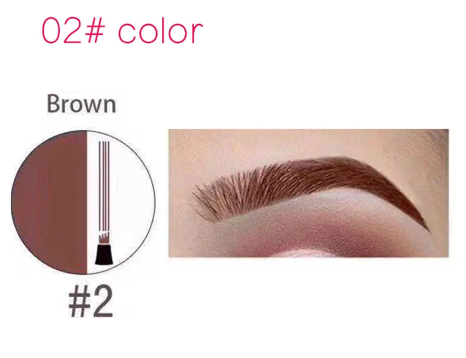 02-brown Для женщин Водонепроницаемый татуировки карандаш для бровей Microblading бровей Тату Pen 4 головки карандаш для бровей Pen Для женщин Макияж - Цвет: 02-brown