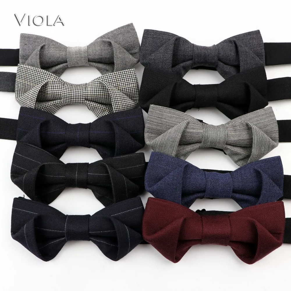 Классический Полосатый однотонный шерстяной фигурный галстук бабочка для