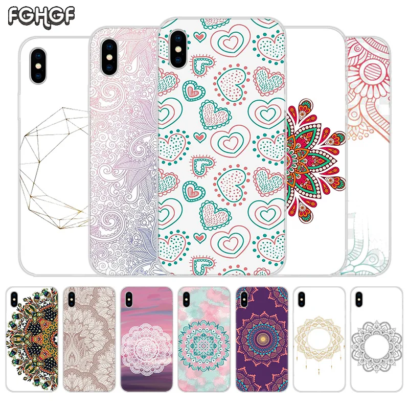 Fundas силиконовый чехол для телефона Apple iPhone 6 6S 7 8 Plus X 10 XS MAX XR 5 5S SE с сердцем цветок