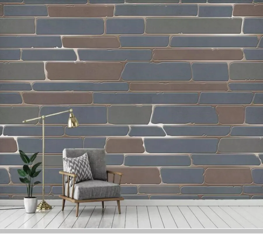 Обои 3d с абстрактными геометрическими линиями и кирпичным узором домашние обои