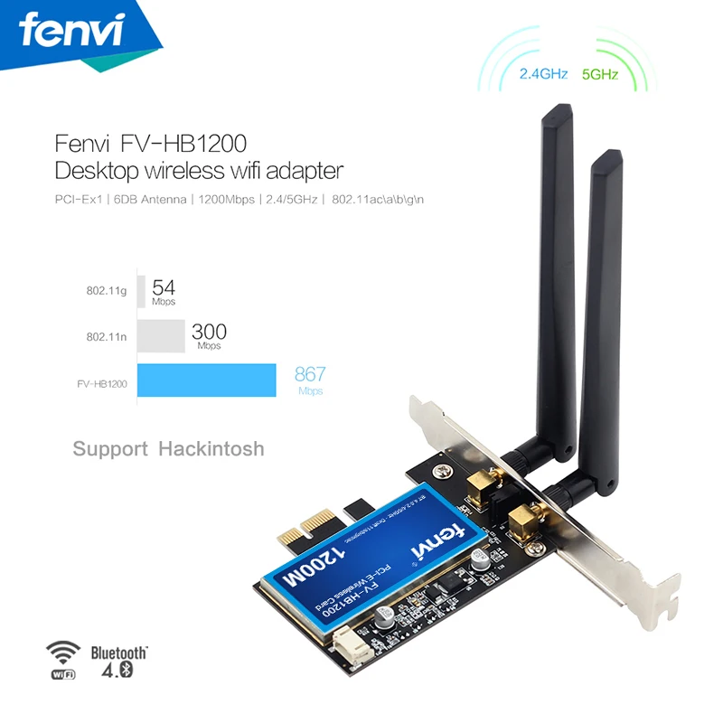 Настольный двухдиапазонный 1200 Мбит/с Bluetooth 4,0 PCI-E беспроводной WiFi адаптер 802.11ac Broadcom Wifi карта WLAN для MAC Hackintosh Windows