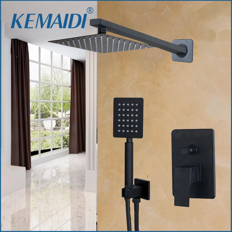 02 Shower Set KEMAIDI ванная душевая головка черный 8 дюймов настенный смеситель для ванной комнаты Набор душевой кран и ручной душевой набор - Цвет: 02 Shower Set