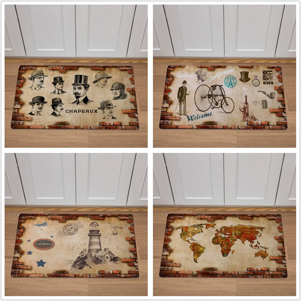 Ковер в винтажном стиле Европейском 46*76 кожаный дверной коврик из ПВХ