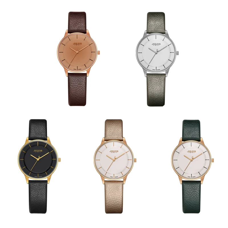 Julius винтажные женские кожаные часы повседневные спортивные наручные с круглым