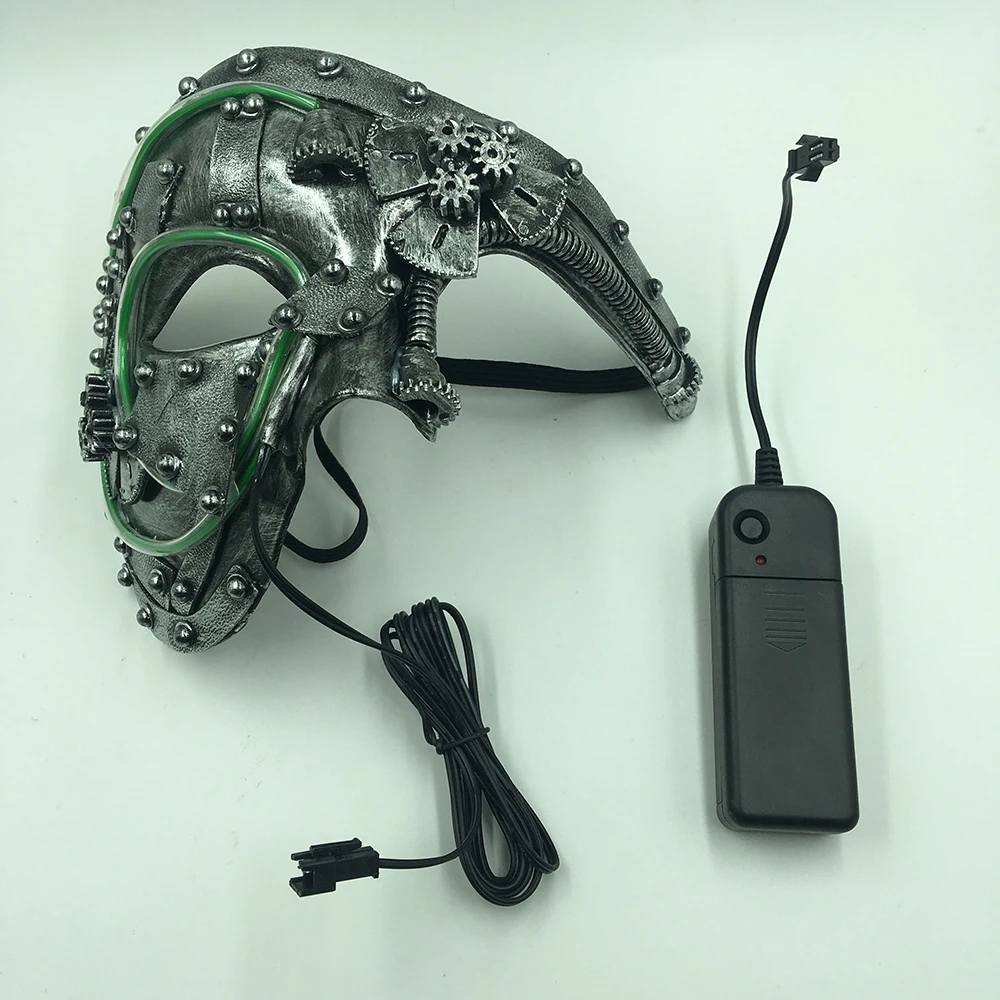 Светодиодный стимпанк Косплэй маска светильник в стиле панк на шнурках Маска