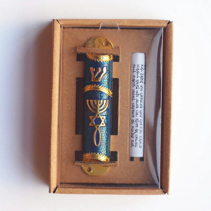 Черный Религия иудейский Mezuzah чехол ручной работы Mezuza с пергаментом Тора свиток Mezuzah - Цвет: Черный