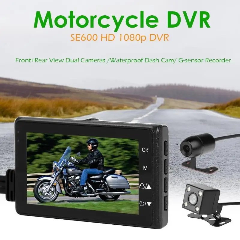 VODOOL SE600 Видеорегистраторы для мотоциклов Dash Cam 3 0 &quotспереди и сзади Двойной