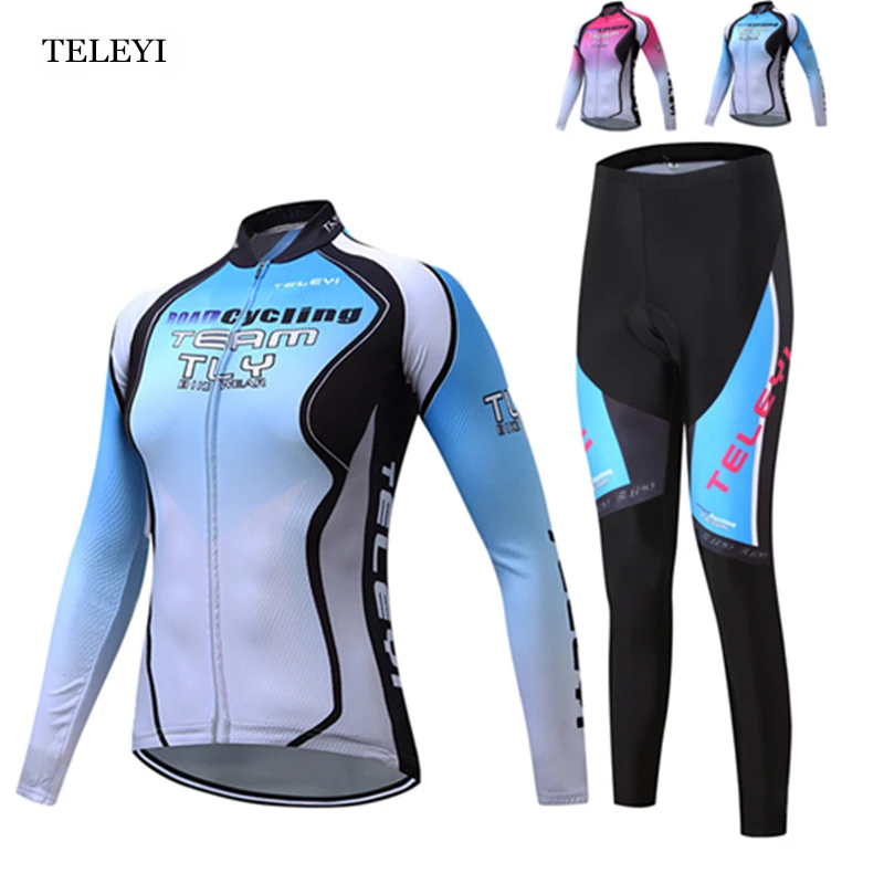Женский костюм для велоспорта TELEYI Pro Team Ropa Ciclismo комплект из Джерси с длинным